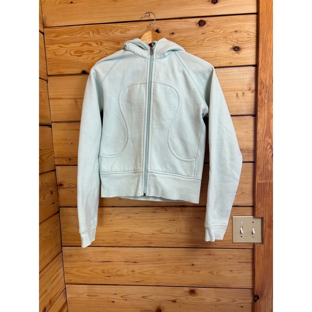 Lululemon Scuba Full Zip Hoodie Mint Green Light Aqua Embroidered Logo Hoodie XS
